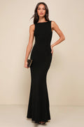 Women Chic Black Mermaid  Knotted Maxi Dress