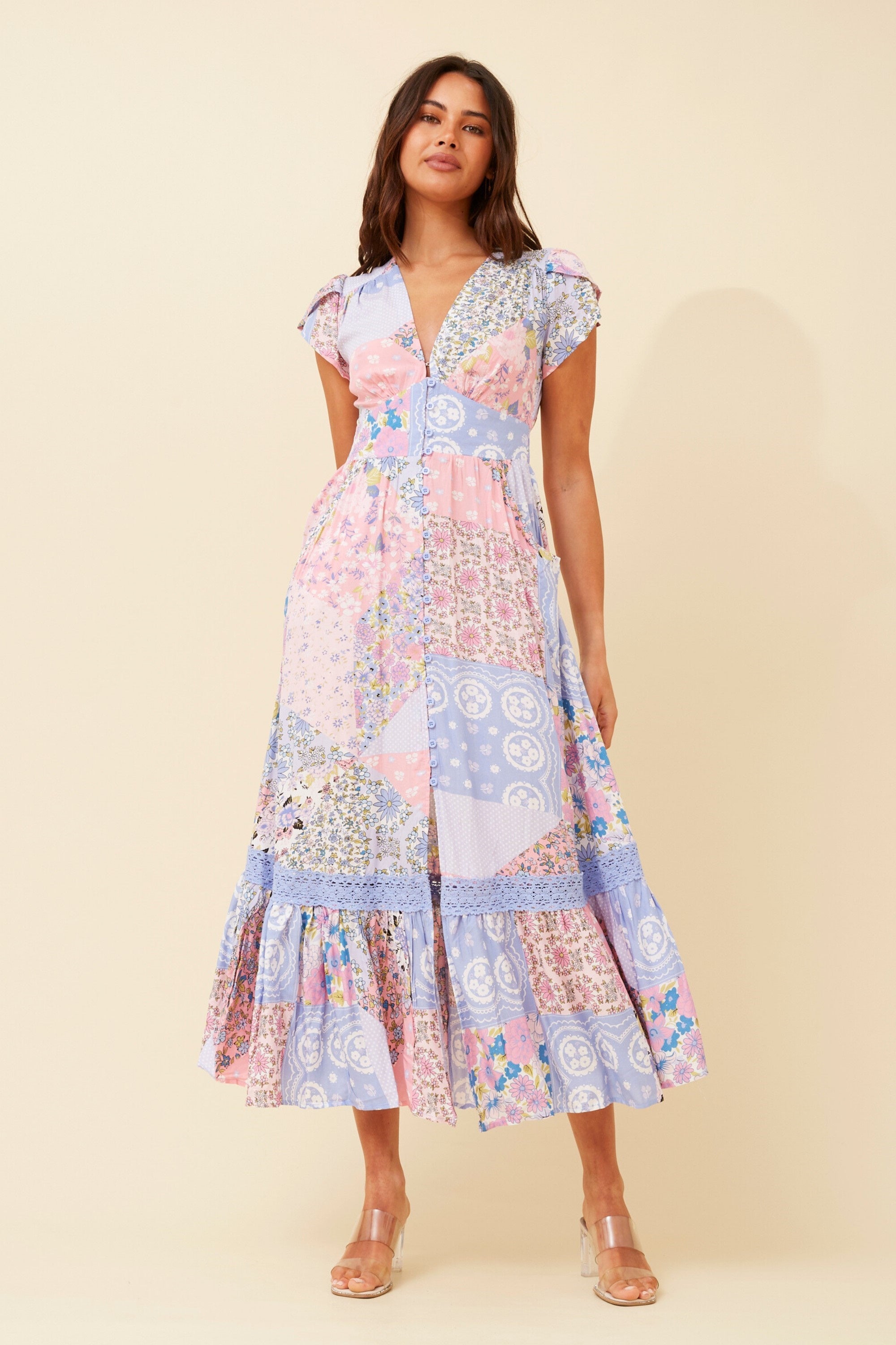 Women Boho short Sleeved Maxi Dress