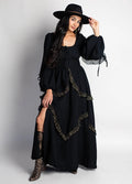 Women Long Sleeved Black Boho Dress